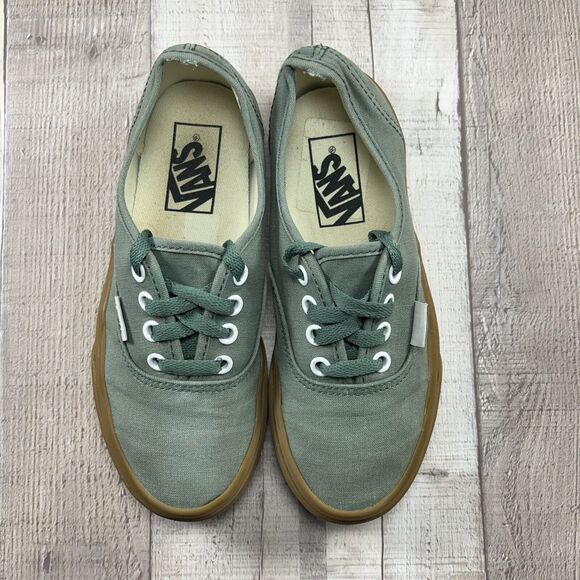 Vans Authentic Kids Size 3.5 Canvas Skate Shoes Sneaker Duck Green Gum Sole - Picture 5 of 14